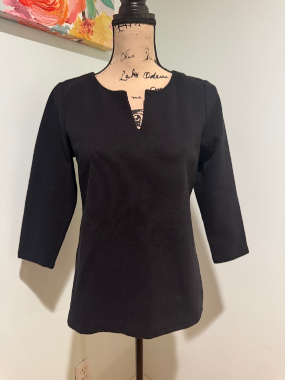 Talbots Black Split-Neck Women's Top size SP